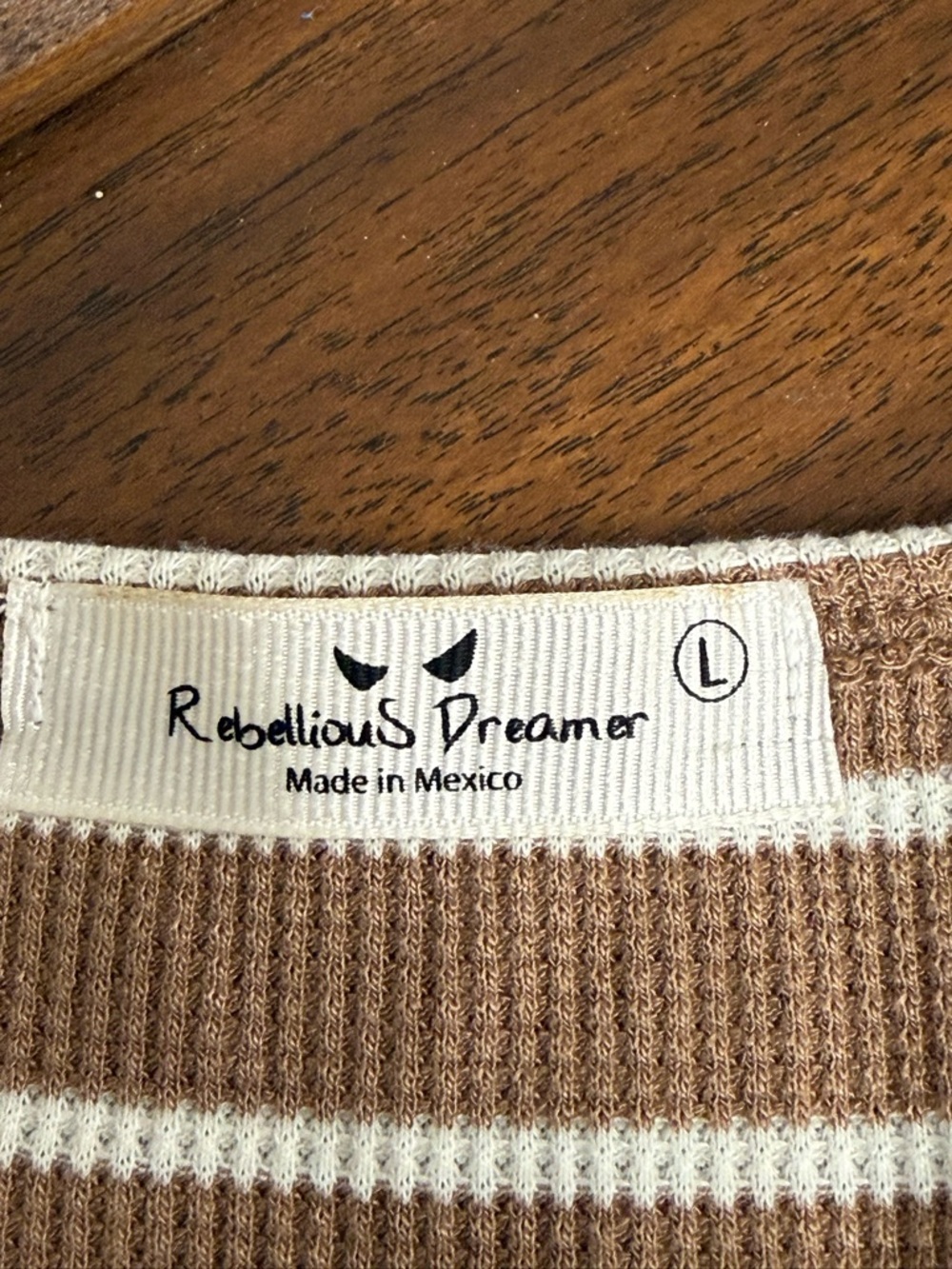 Rebellious Dreamer Brown Stripe Crop Tank Large Button Front Ribbed Casual - Picture 7 of 8